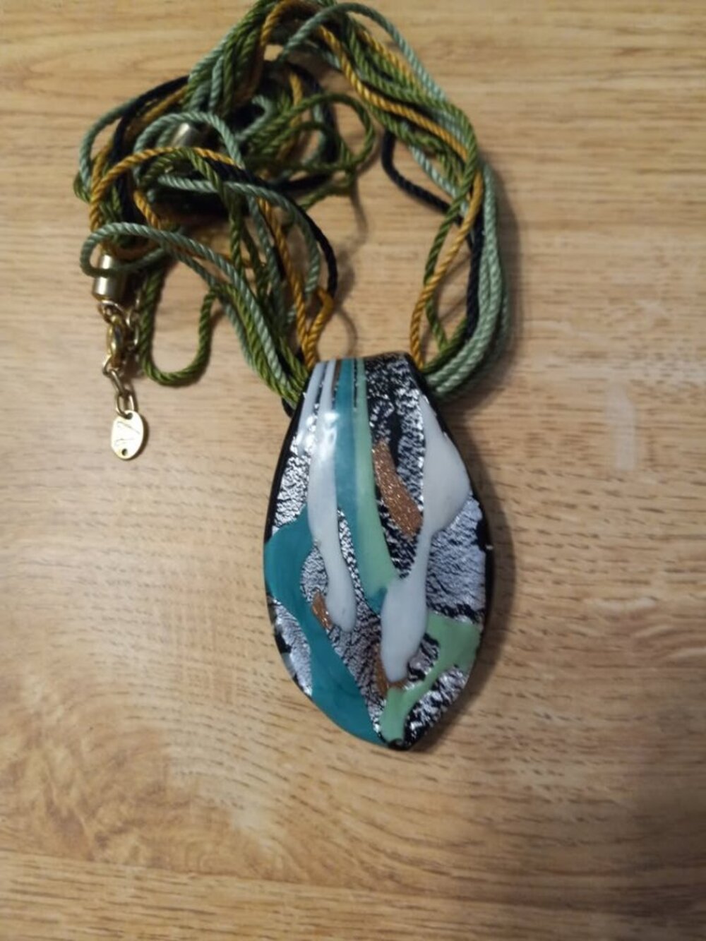 VINTAGE SIGN X-LARGE VENETIAN GLASS MURANO PENDANT NECKLACE